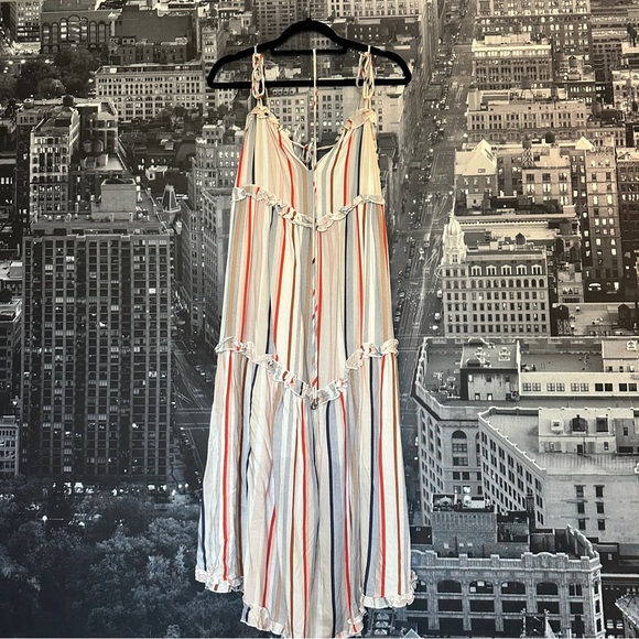 Striped Maxi Dress with Ruffle Details - Picture 1 of 4